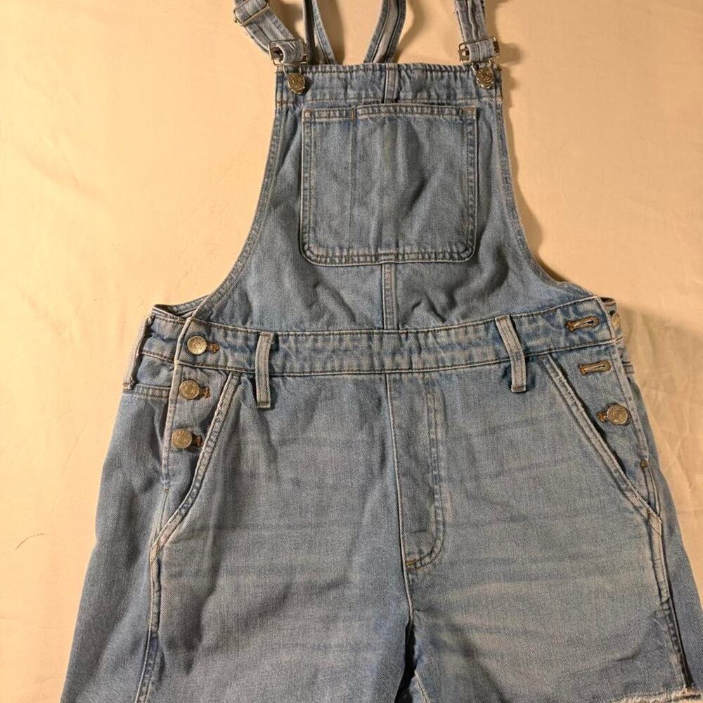 Madewell blue denim overalls shorts